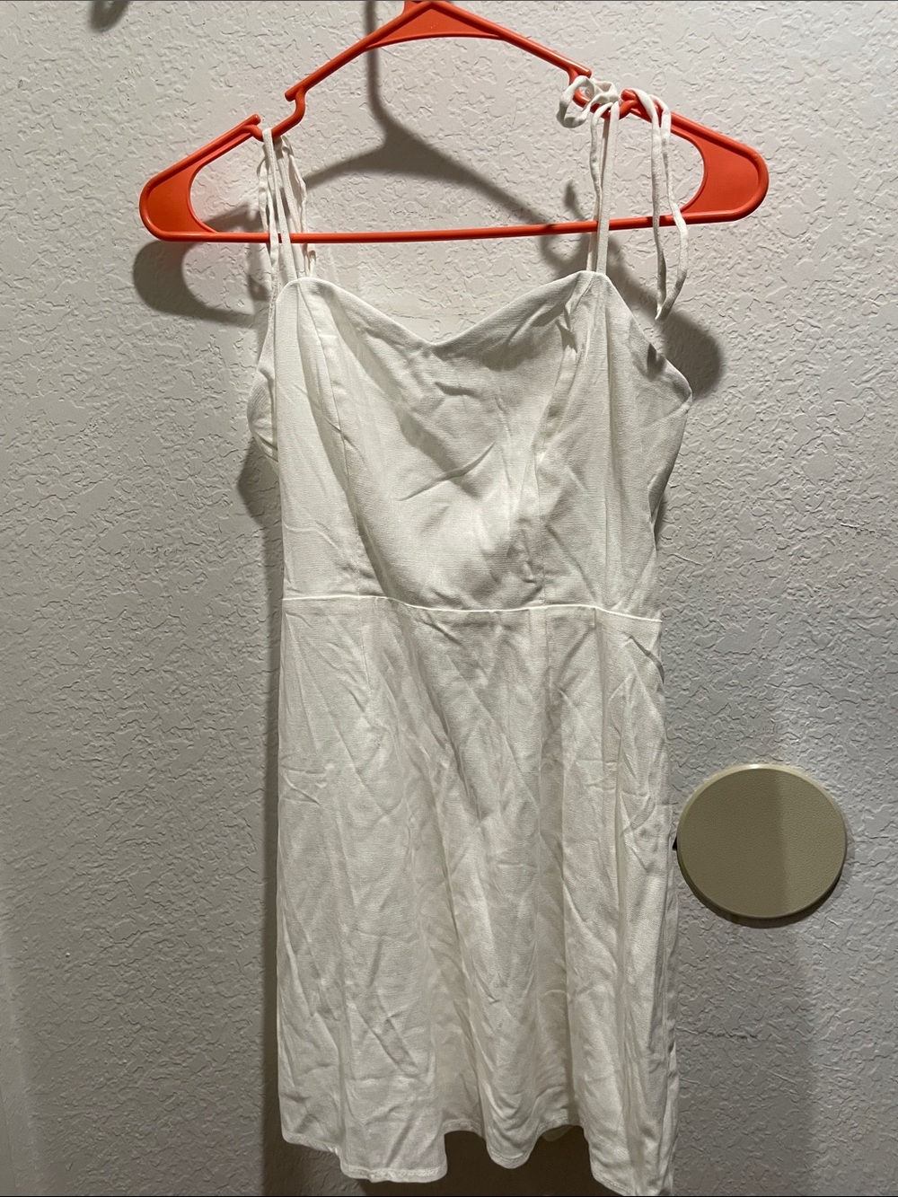 Francesca's Collections White Tie-Shoulder Mini Dress